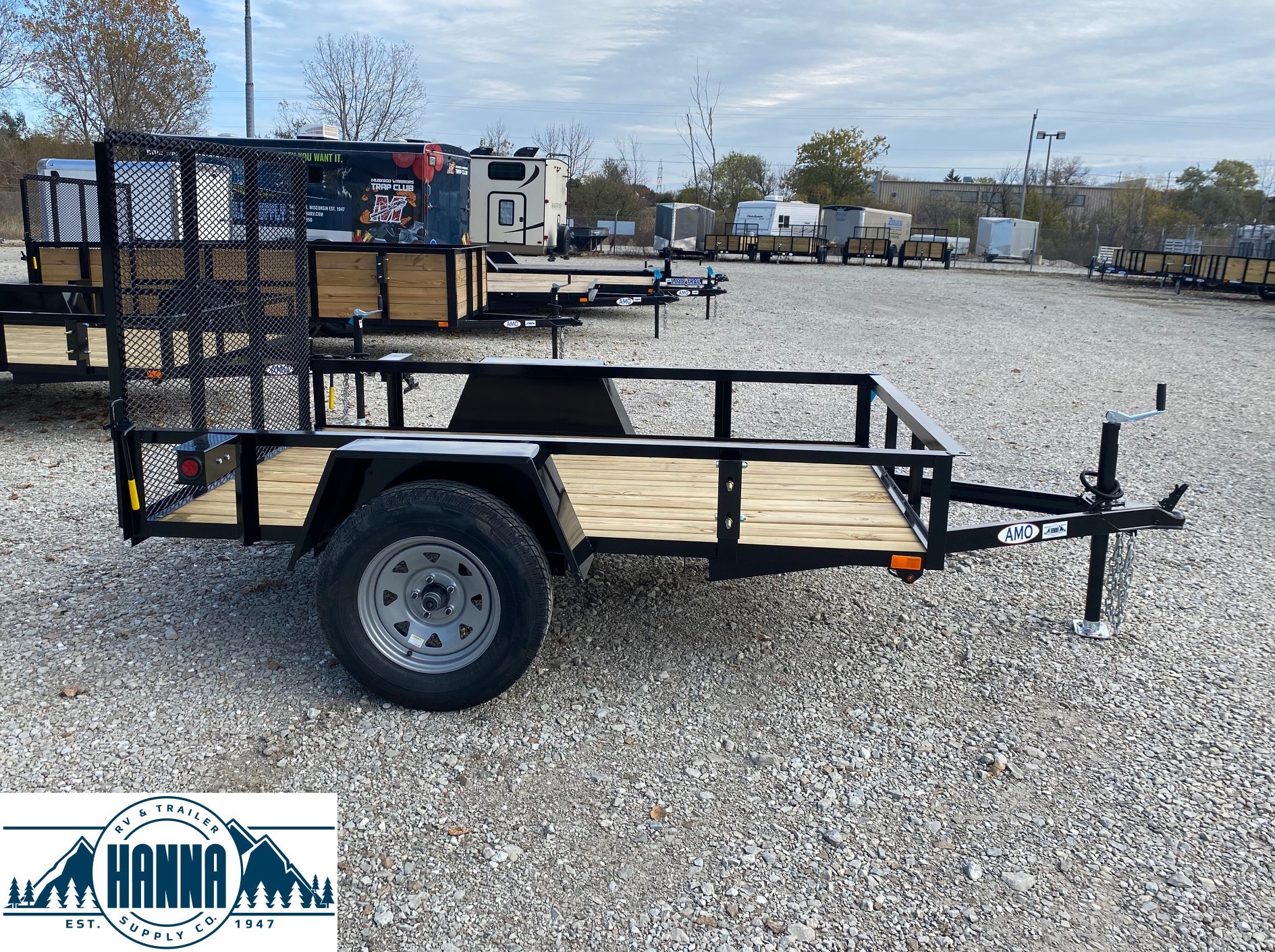 AMO 5 X 8 Steel Utility Trailer with Ramp Gate & 12in High Side Rails